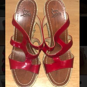 Red Patent Wedge Espadrilles
